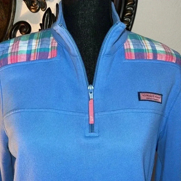 Vineyard Vines Women’s Madras Patchwork Shoulder Shep Shirt Sweatshirt Medium - Picture 4 of 16